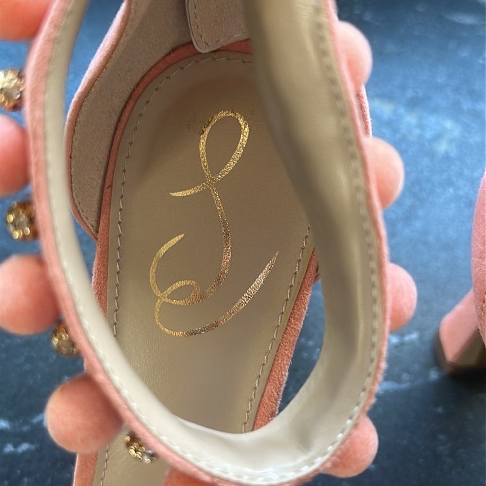 Sam Edelman peach Luella Suede Beaded Heels Size 9.5 NWOT - Picture 4 of 10